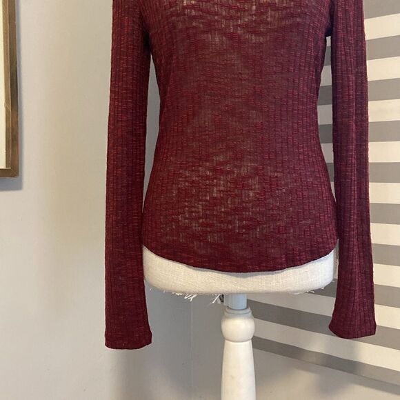 Free People Intimately Red Semi Sheer Aura Layering Top Size Small - Picture 3 of 9